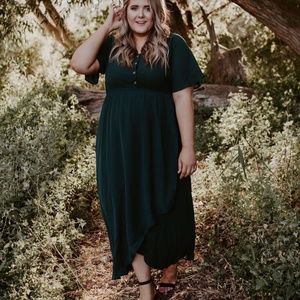 One Loved Babe Faux Wrap Dress Forest Green XXL